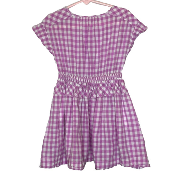 Girls' 5 Crewcuts Purple Gingham Plaid Button Front A-Line Dress - Picture 4 of 4